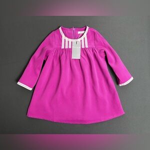 NWT Bemon Toddler Girl's Dress With Shirring And Lace Trim Size 12-18 Months